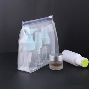 6 Small Clear Plastic Cosmetic Travel Bag Pouch Case w Zipper Toiletries Makeup